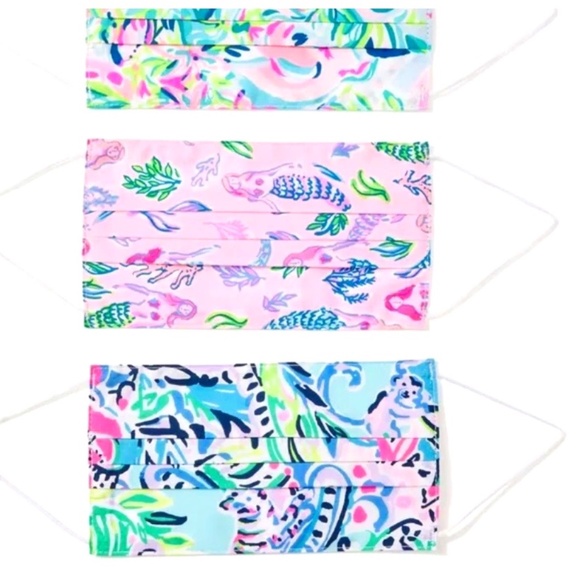 NWT Lilly Pulitzer Lilly’s Favorite Rainbow Pack 3 Masks Sealed Package Mermaids - Picture 1 of 4